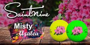 Promotional Image of the Limited Saintnine Misty Azalea golf balls. 