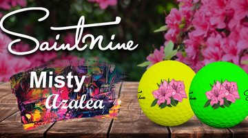Promotional Image of the Limited Saintnine Misty Azalea golf balls. 
